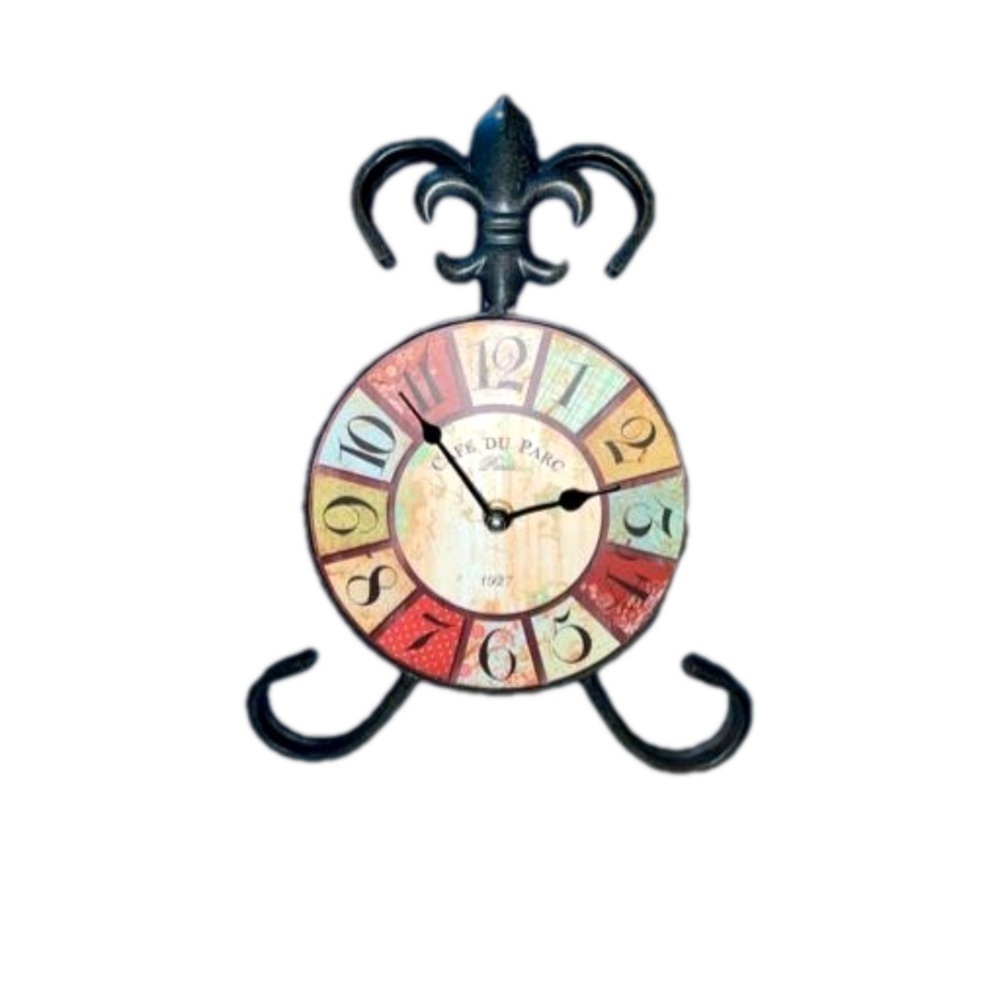 NWT Look Alike Vintage Cafe Du Pare Paris (1927) Grannycore  Metal Clock 10"Long